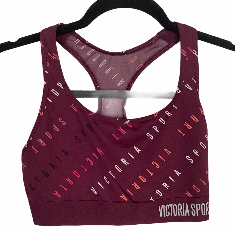 Victoria' Secret Racerback Sports Bra Women Small Purple Spellout Victoria Sport